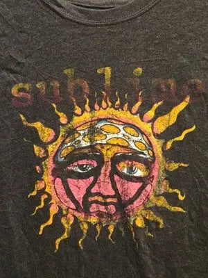 Sublime Band T-Shirt Mens L Gray Short Sleeve Sun Logo Washed Vintage Tee - Apparel