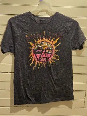Sublime Band T-Shirt Mens L Gray Short Sleeve Sun Logo Washed Vintage Tee - Apparel