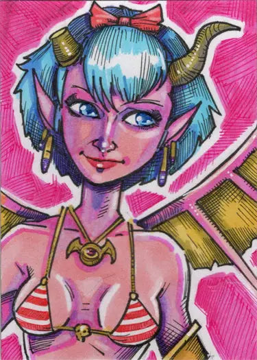 Colorful succubus sweethearts illustration of a female character by Michael Mastermaker