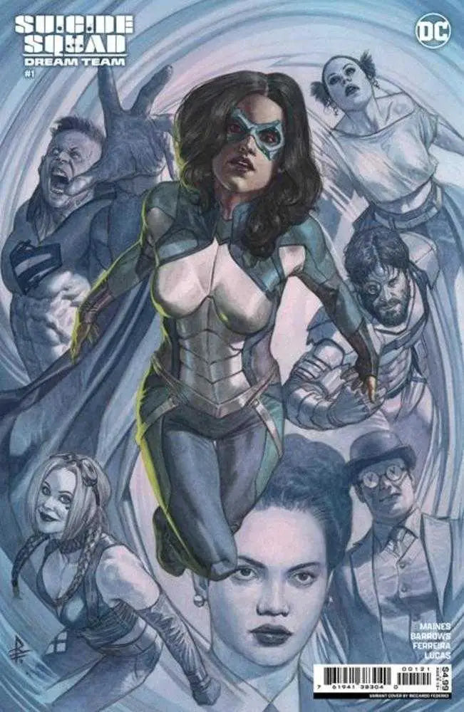 Comic book cover art of Suicide Squad Dream Team #1 featuring a female character
