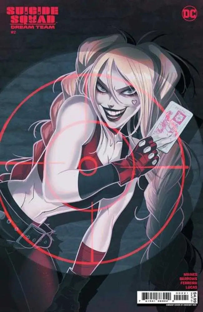 Comic book cover of Suicide Squad Dream Team #2 with character holding a trading card