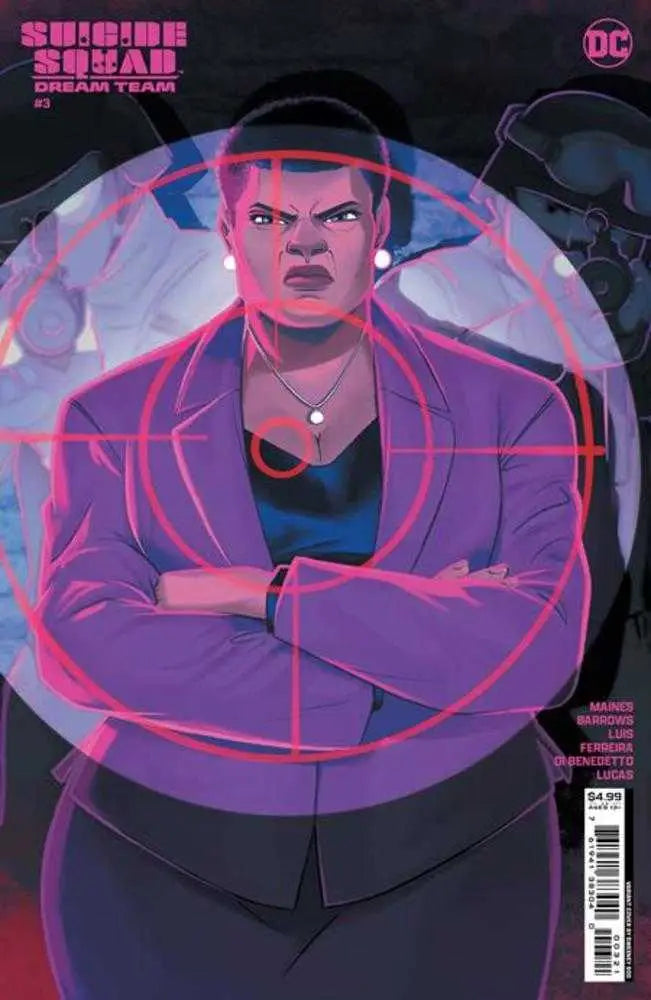 Comic book cover of Suicide Squad Dream Team #3 featuring character in pink target design