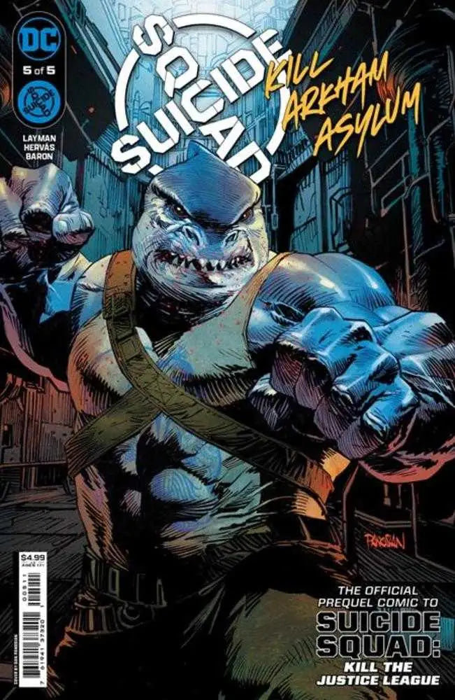Comic book cover of Suicide Squad Kill Arkham Asylum #5 featuring King Shark’s aggressive pose