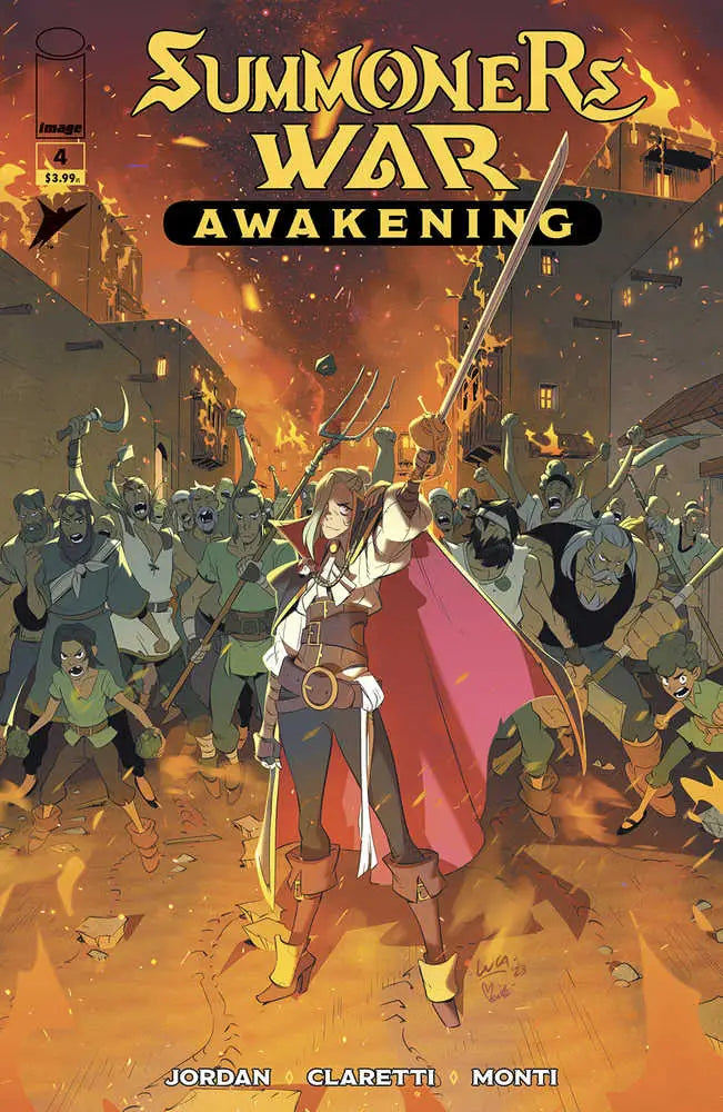 Comic book cover for Summoners War Awakening #4 featuring a warrior in battle