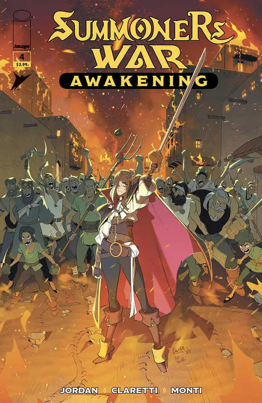 Comic book cover for Summoners War Awakening #4 featuring a warrior in battle