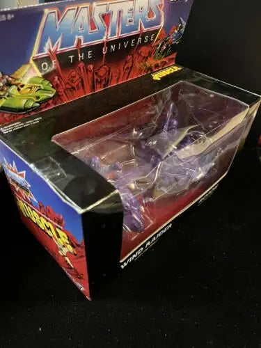 Masters of the Universe Wind Raider toy in damaged packaging for collectors and enthusiasts