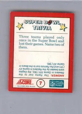 Super Bowl Trivia TRIV - 1990 Score - #7 - Magic Motion: Super Bowl Trivia - Football Card Single