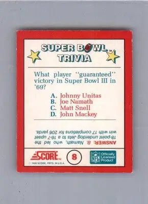 Super Bowl Trivia TRIV - 1990 Score - #8 - Magic Motion: Super Bowl Trivia - Football Card Single