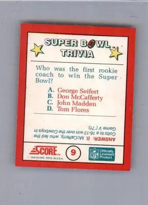 Super Bowl Trivia TRIV - 1990 Score - #9 - Magic Motion: Super Bowl Trivia - Football Card Single
