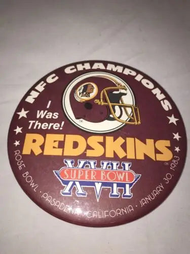 Super Bowl XVII January 30, 1983 NFL Washington Redskins button against Miami Dolphins