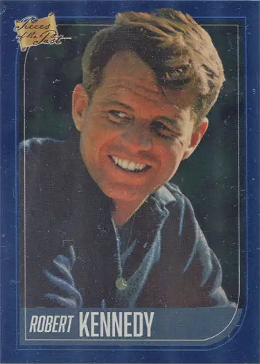 Trading card of smiling man in blue shirt, part of Blue Foil Parallel collection