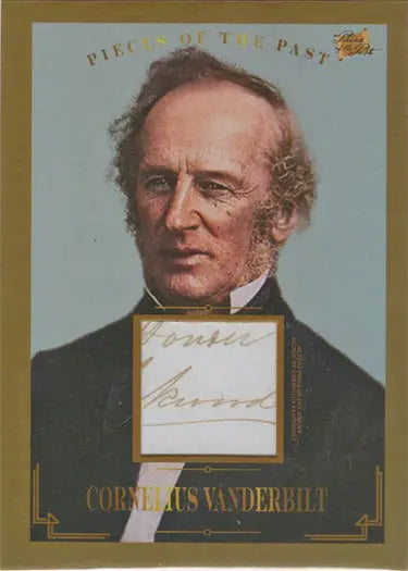 Portrait of Cornelius Vanderbilt on promotional relic card PT-4 from Super Break 2023