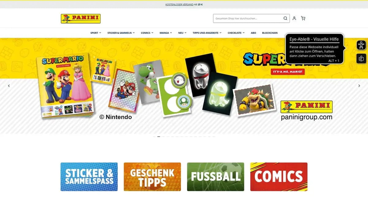 Super Mario panini store sticker collection on vibrant cards
