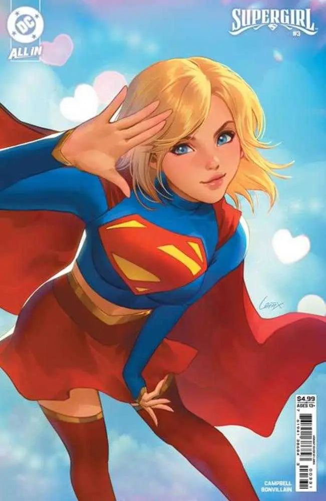 Supergirl comic cover C Lesley Leirix Li card stock variant featuring blonde heroine in blue and red