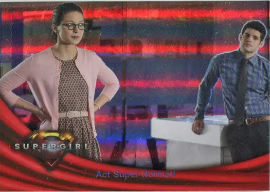 Supergirl Season 1 Rainbow Foil Board Base Variant Card showcasing two characters