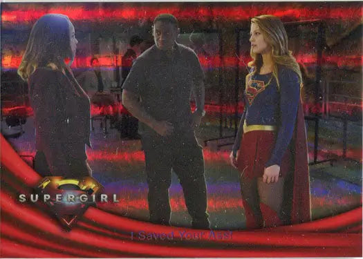 Supergirl Season 1 Rainbow Foil Board Base Variant Card showcasing popular characters