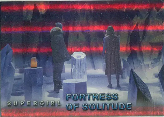 Trading card of Supergirl Fortress of Solitude in rainbow foil board design