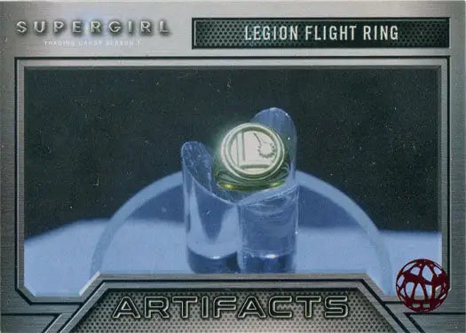 Legion Flight Ring with green gemstone featured on Supergirl Red Omegahedron Artifacts Chase Card