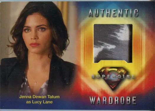 Trading card of Jenna Dewan Tatum as Lucy Lane with Supergirl Season wardrobe card