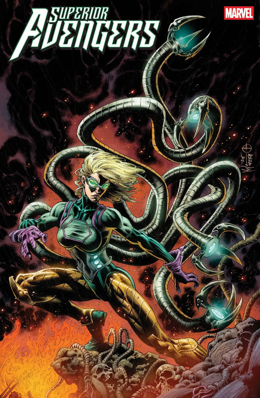 Comic book cover of Superior Avengers Kyle Hotz Variant featuring a female superhero with mechanical tentacles