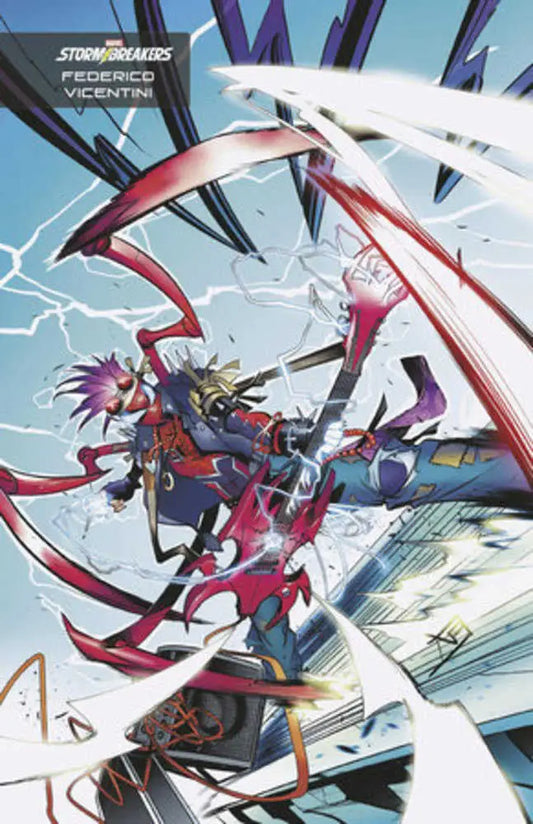 Dynamic action scene of combat figure with glowing red blades in Superior Spider-Man #6