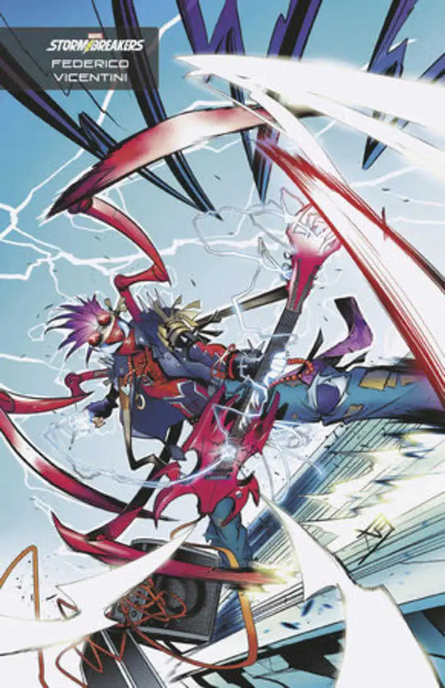 Dynamic action scene of combat figure with glowing red blades in Superior Spider-Man #6