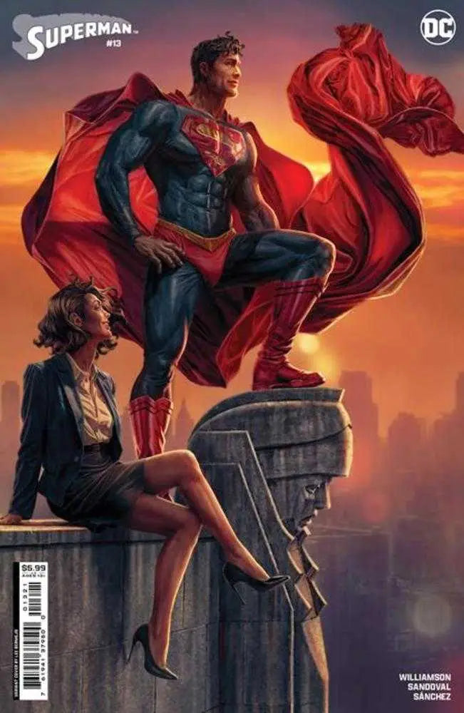 Superman #13 Cover B Lee Bermejo card stock variant artwork featuring a superhero at sunset