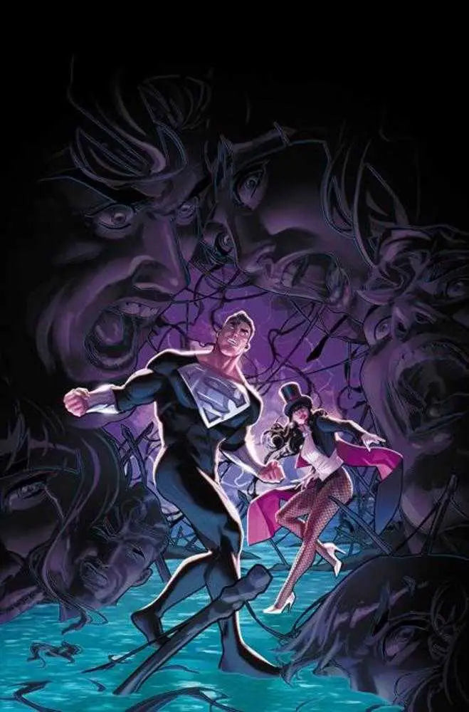 Comic book artwork of superheroes and shadowy figures on Jamal Campbell’s Absolute Power cover