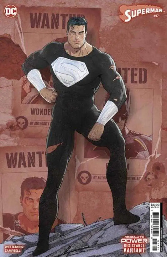Muscular figure in black suit with Superman S symbolizes Absolute Power on Cover G Mikel