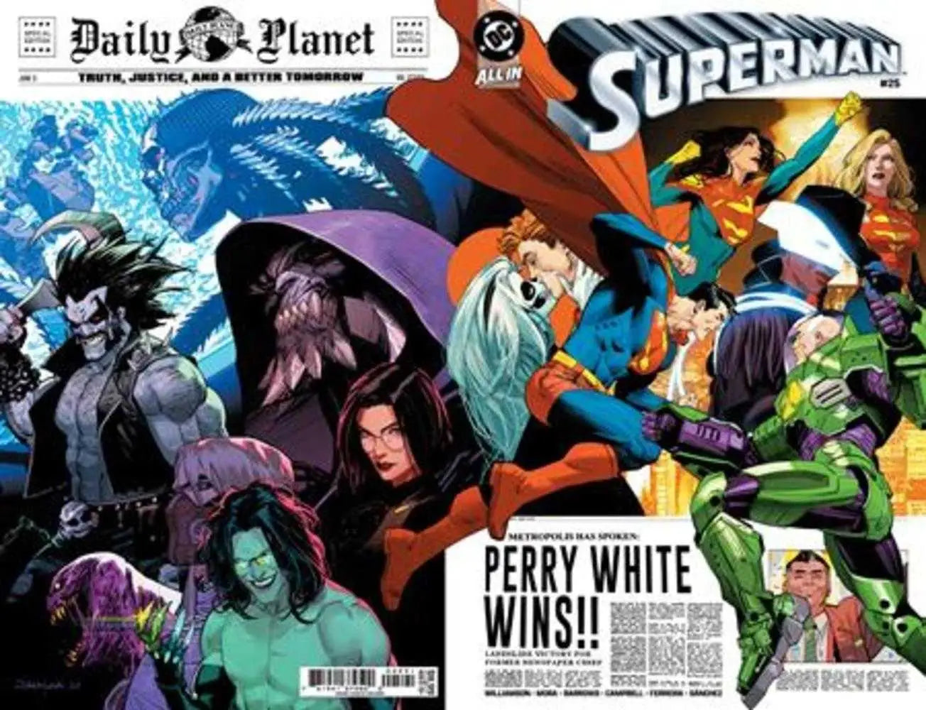 Superman comic book cover featuring Dan Mora foil variant art showcasing Superman #25 Mora foil