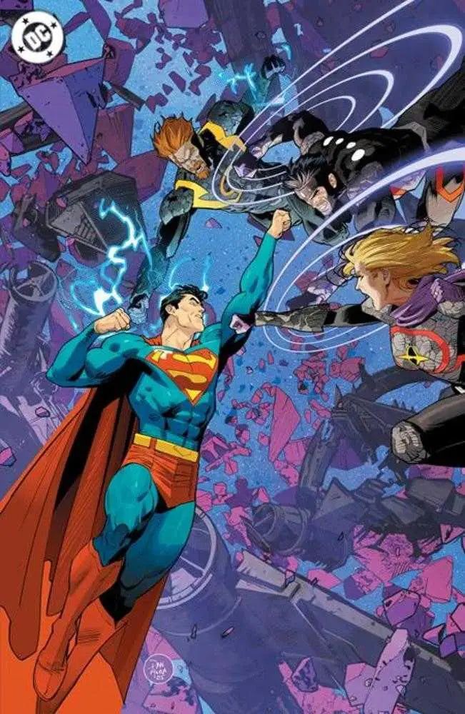 Superman #28 Cover F Dan Mora Spot Foil Variant with dynamic comic book battle scene
