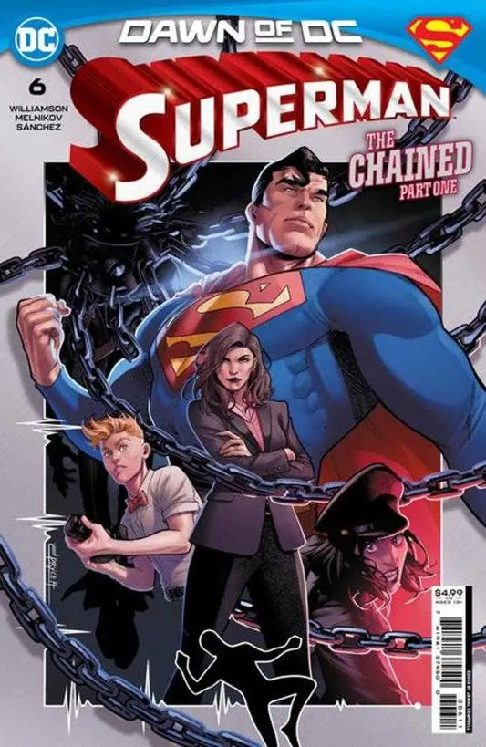 Comic book cover of Superman The Chained featuring characters from DC Dawn of DC series