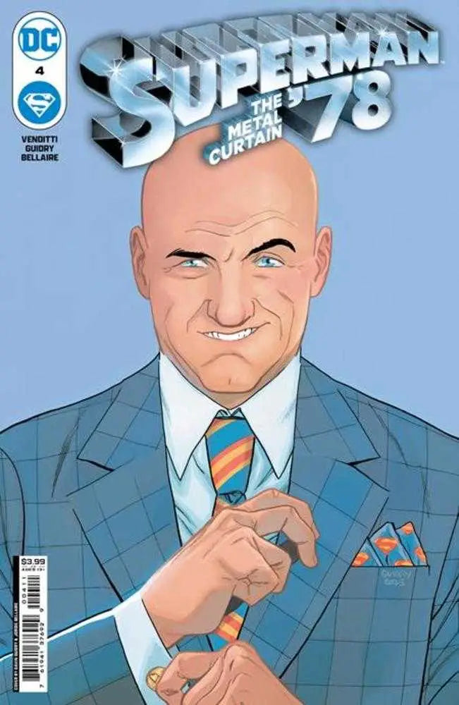 Comic book cover of Superman 78 The Metal Curtain #4 featuring a businessman in a suit