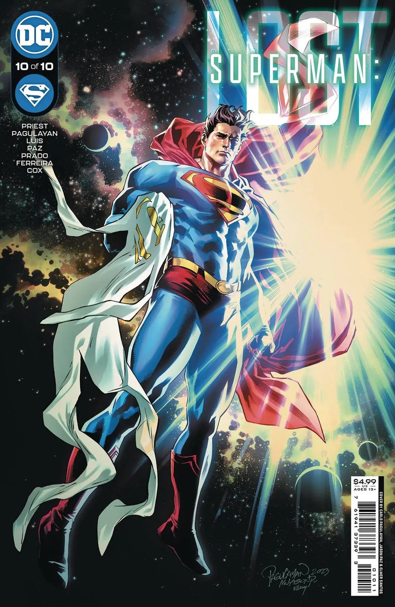 Comic book cover of Superman in classic costume with energy effects for collectors