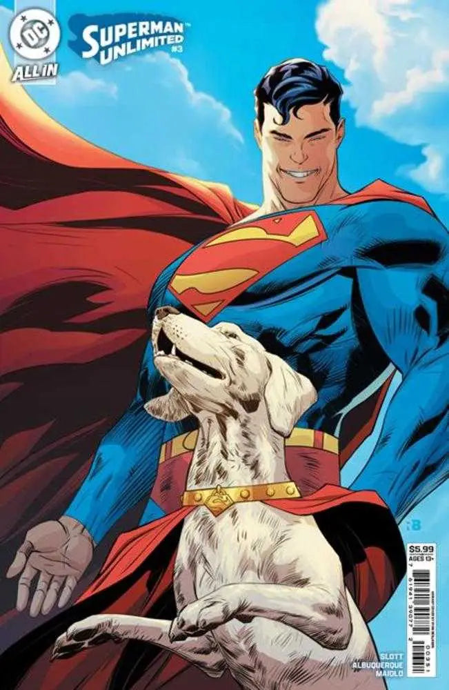 Comic book cover featuring Superman and Krypto from Superman Unlimited #3 Ryan Benjamin card stock variant