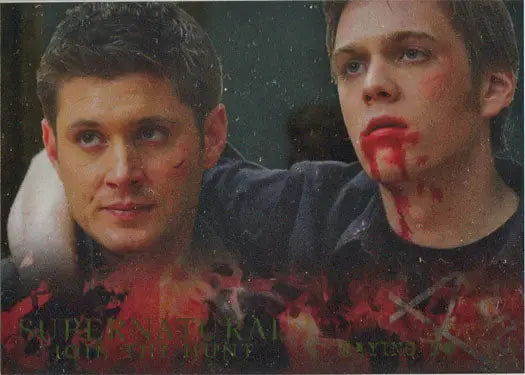 Two injured men with blood on their faces in Supernatural Gold Foil Parallel Card #38