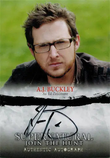 A.J. Buckley headshot for Supernatural autograph card featuring Ed Zeddmore character