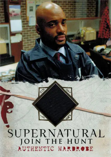 Trading card of Agent Victor Henriksen in police uniform from Supernatural costume wardrobe