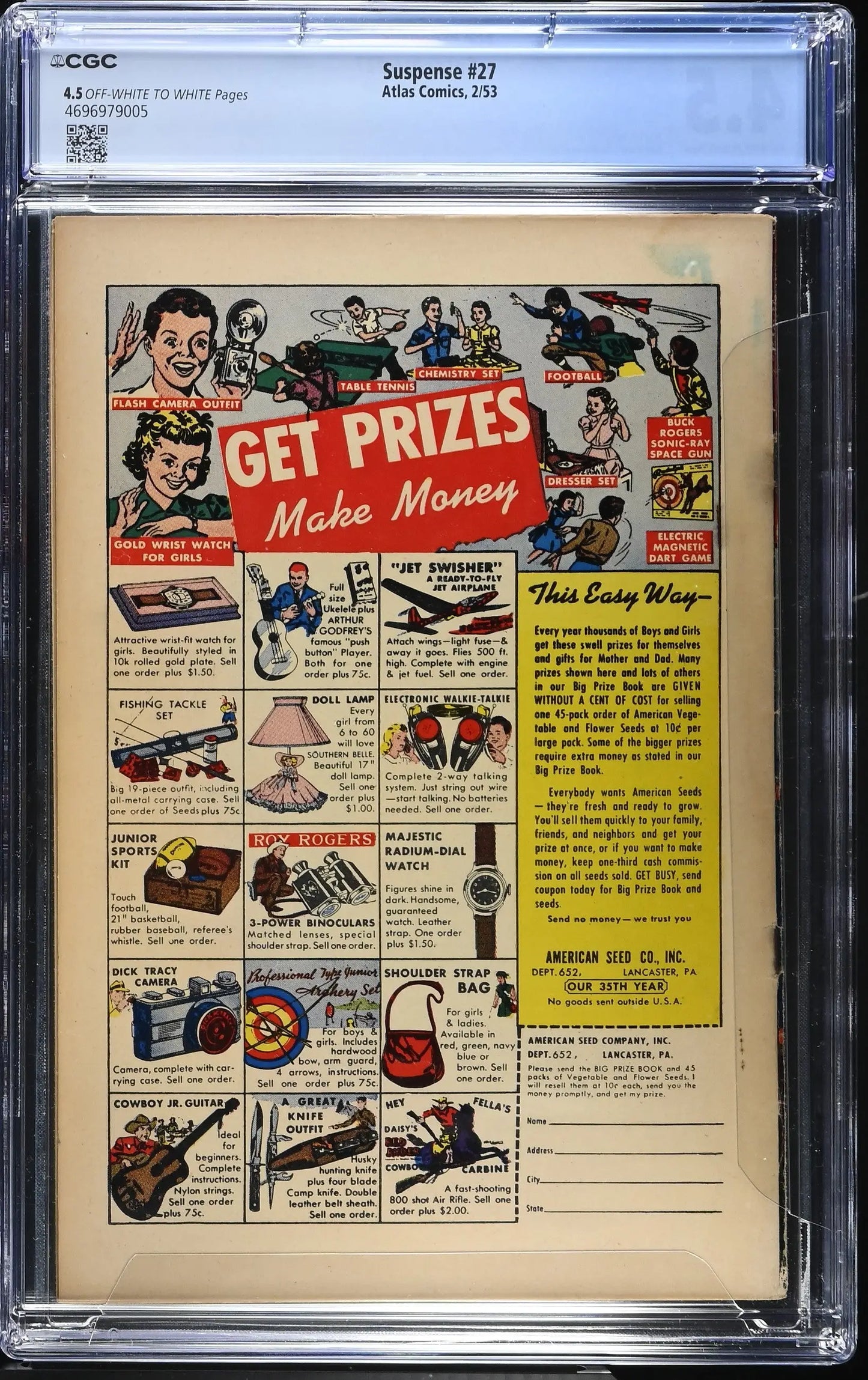 Suspense #27 (1953) Graded CGC 4.5 VG+ Pre-Code Horror Stan Lee - Comic Book