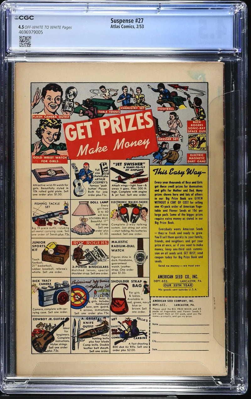 Suspense #27 (1953) Graded CGC 4.5 VG+ Pre-Code Horror Stan Lee - Comic Book