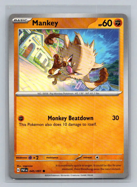 SV: Paldean Fates #045/091 Mankey - Pokémon Card Single