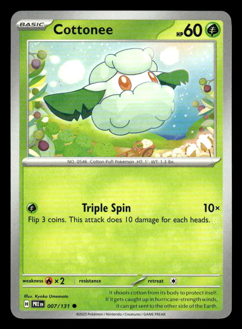 SV: Prismatic Evolutions #007/131 Cottonee Common NM - Pokémon Card Single
