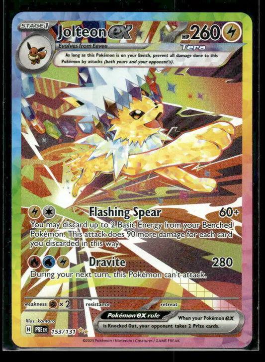 SV: Prismatic Evolutions Jolteon ex #153/131 Holo Near Mint or Better - Pokémon Card Single