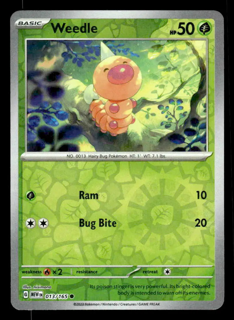 2023 Scarlet & Violet: 151 Weedle #013/165 Reverse Holo Common NM - Pokémon Card Single