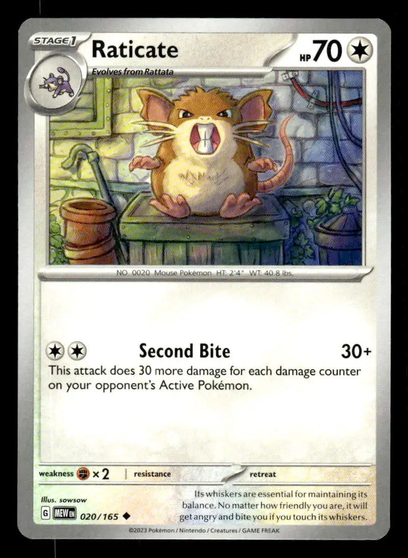 SV: Scarlet & Violet 151 #020/165 Raticate - Pokémon Card Single