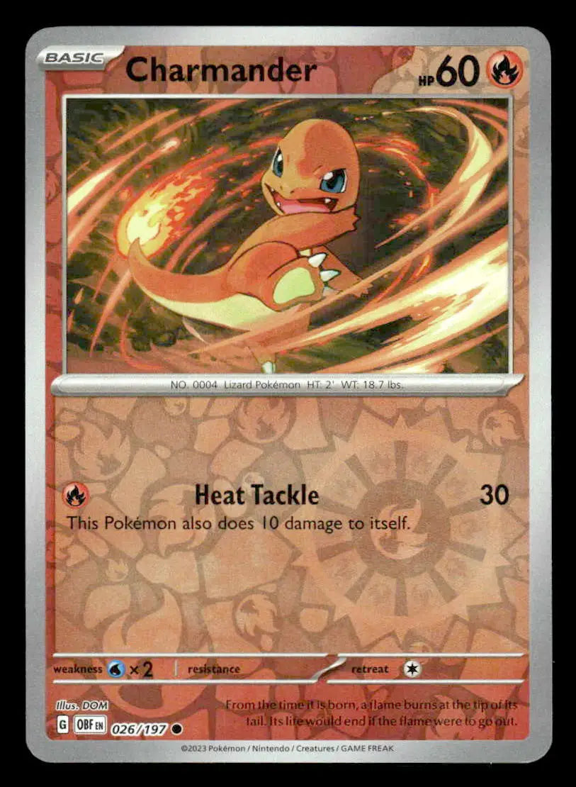SV03: Obsidian Flames #026/197 Charmander Reverse Holo Common NM - Pokémon Card Single