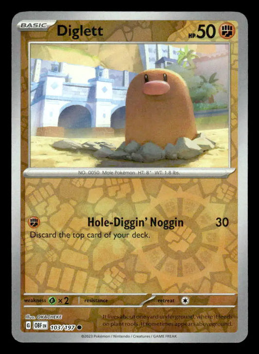 SV03: Obsidian Flames #103/197 Diglett Reverse Holo Common NM - Pokémon Card Single