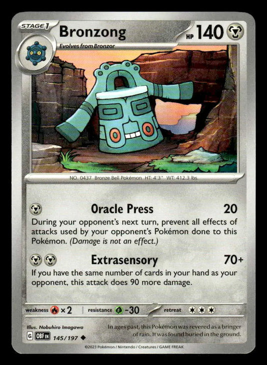 SV03: Obsidian Flames #145/197 Bronzong Uncommon NM - Pokémon Card Single