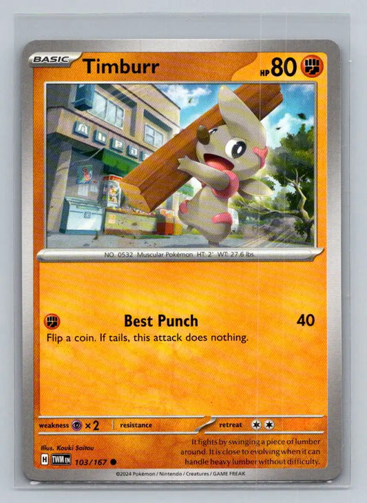 SV06: Twilight Masquerade #103/167 Timburr - Pokémon Card Single