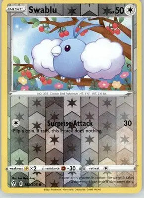 Swablu - Evolving Skies - 132/203 - Reverse Holo LP Pokemon